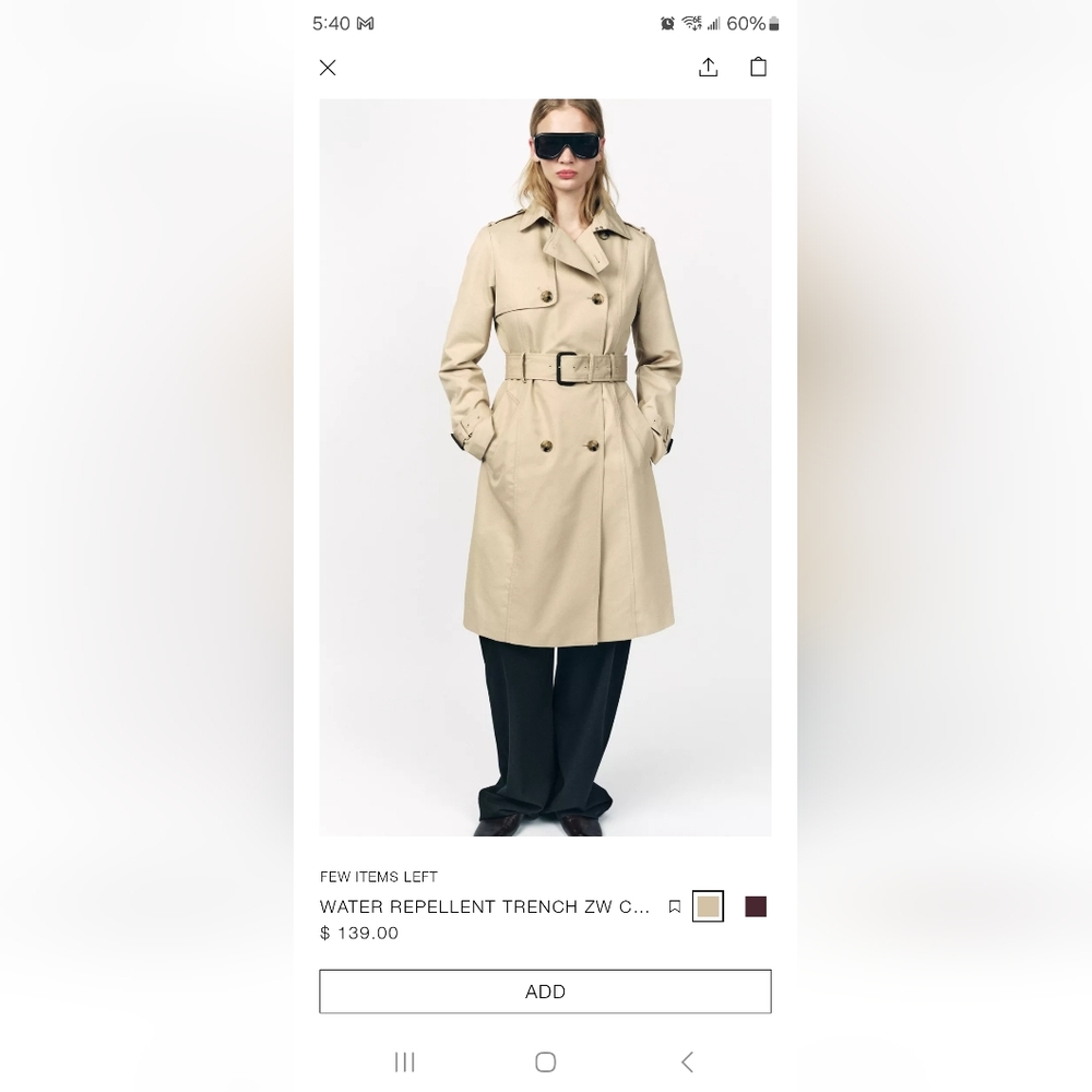 Zara ZW Collection Trench Coat
